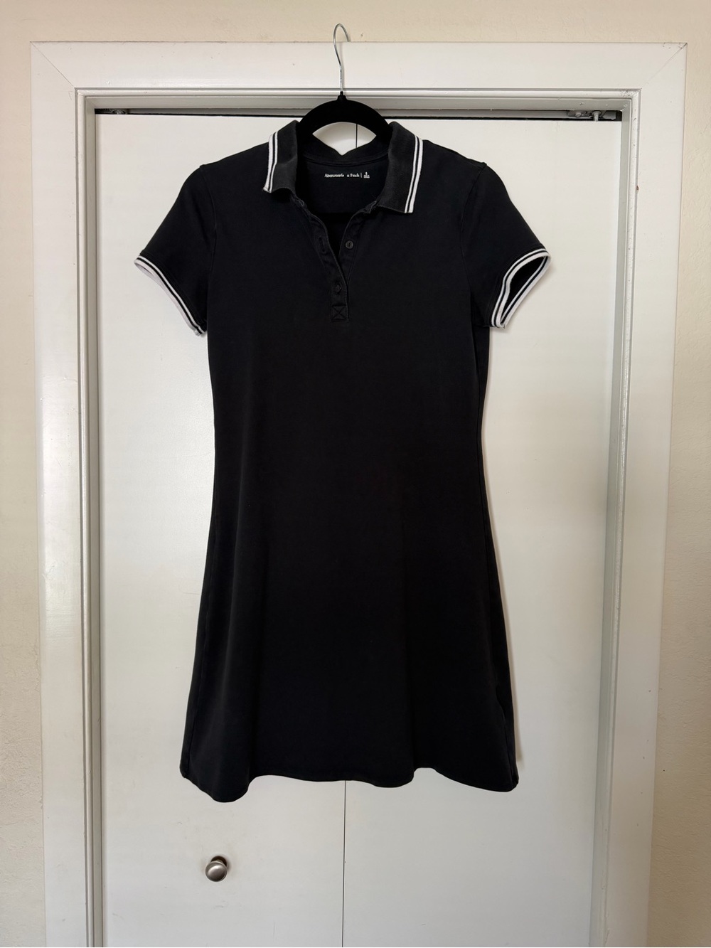 Abercrombie & Fitch Black Polo Mini Dress with White Trim